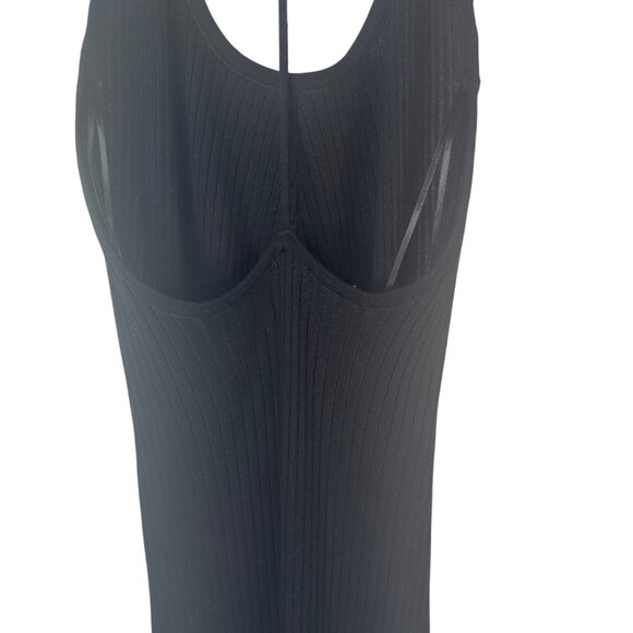 2/$30 ZARA Black Ribbed Knit Medium Midi Dress With Spaghetti Straps Deep V-Neck - Picture 10 of 13